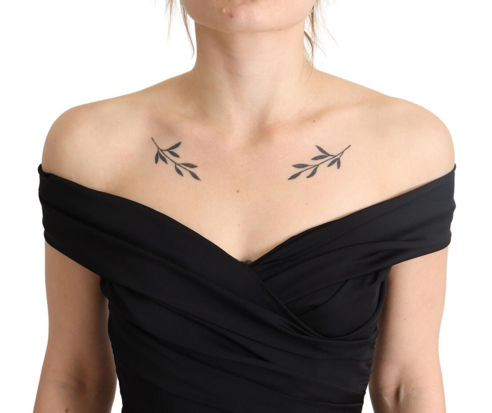 Dolce & Gabbana Elegant Black Silk Off - shoulder Dress - Sandy Store ByNet