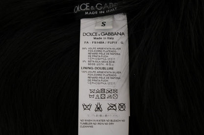 Dolce & Gabbana Elegant Black Silver Fox Fur Scarf - Sandy Store ByNet