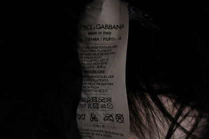 Dolce & Gabbana Elegant Black Silver Fox Fur Wrap Scarf - Sandy Store ByNet