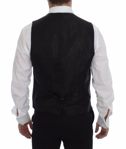 Dolce & Gabbana Elegant Black Striped Single Breasted Dress Vest - Sandy Store ByNet