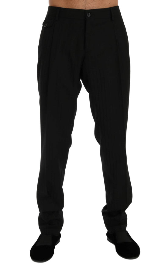 Dolce & Gabbana Elegant Black Striped Straight Fit Dress Pants - Sandy Store ByNet