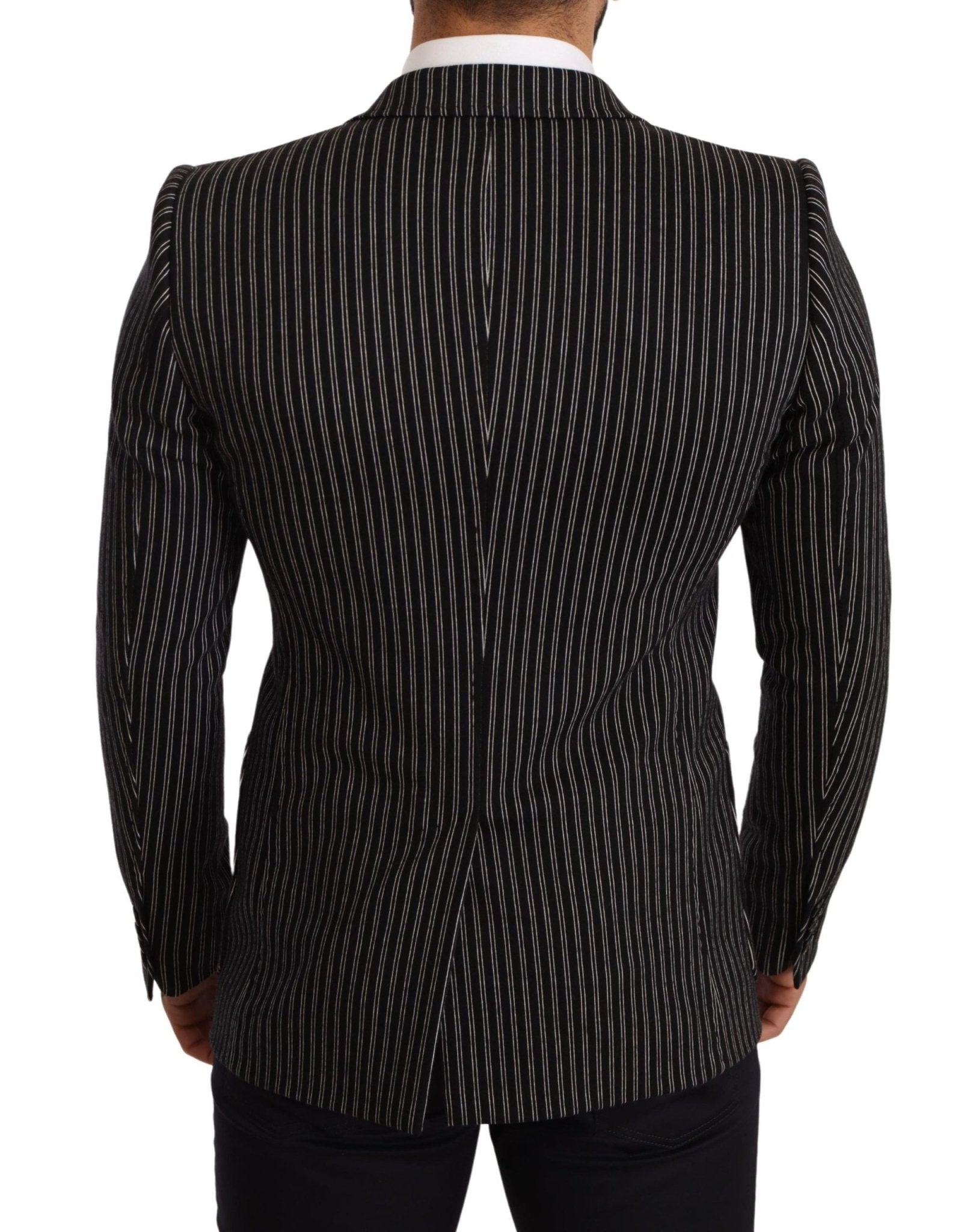 Dolce & Gabbana Elegant Black Striped Virgin Wool Blazer - Sandy Store ByNet