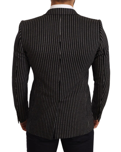 Dolce & Gabbana Elegant Black Striped Virgin Wool Blazer - Sandy Store ByNet