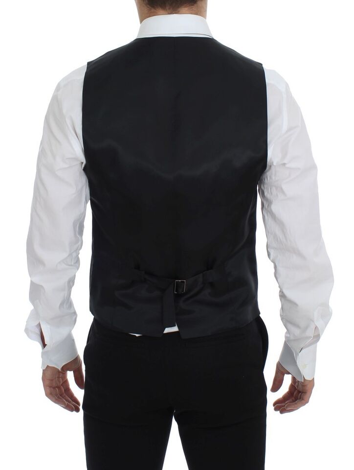 Dolce & Gabbana Elegant Black Striped Wool Dress Vest - Sandy Store ByNet