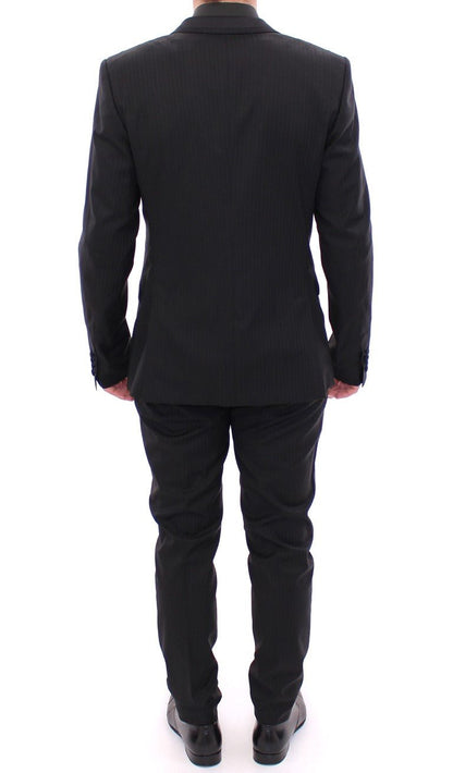 Dolce & Gabbana Elegant Black Striped Wool - Silk Blend Suit - Sandy Store ByNet