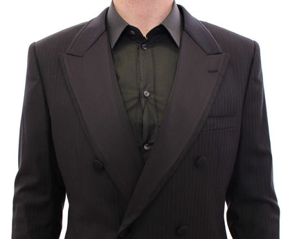 Dolce & Gabbana Elegant Black Striped Wool - Silk Blend Suit - Sandy Store ByNet