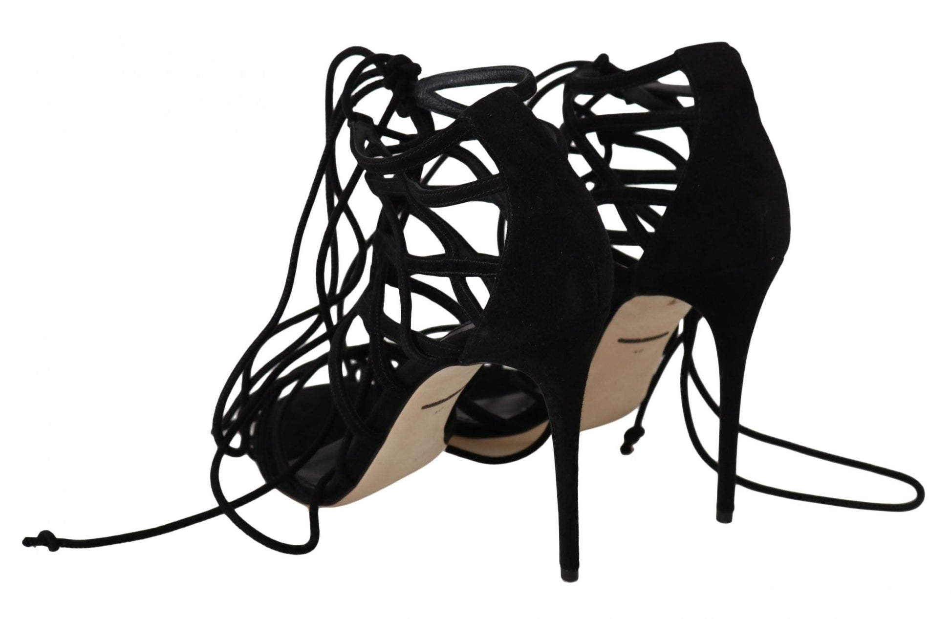 Dolce & Gabbana Elegant Black Suede Gladiator Stilettos - Sandy Store ByNet