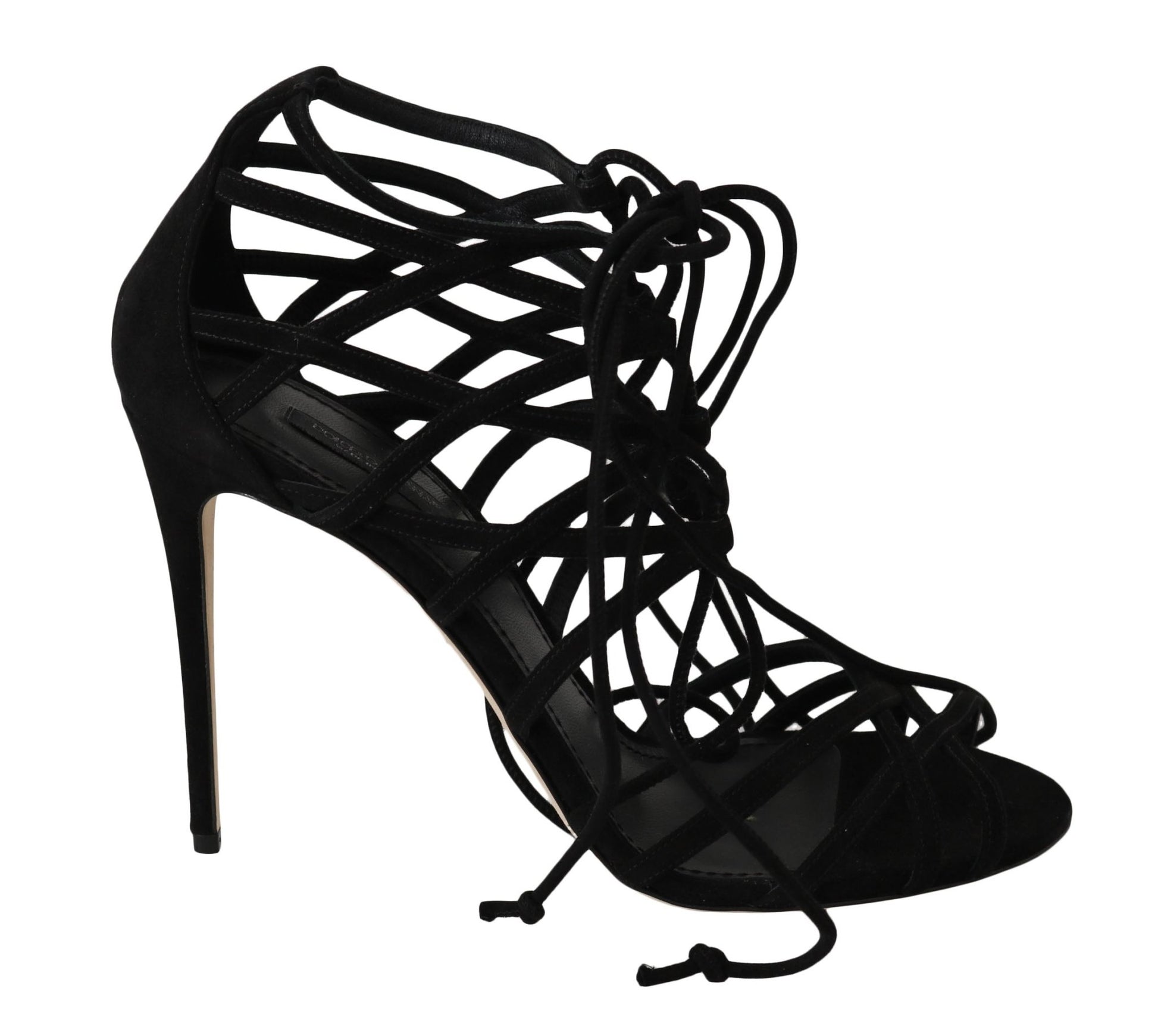 Dolce & Gabbana Elegant Black Suede Gladiator Stilettos - Sandy Store ByNet
