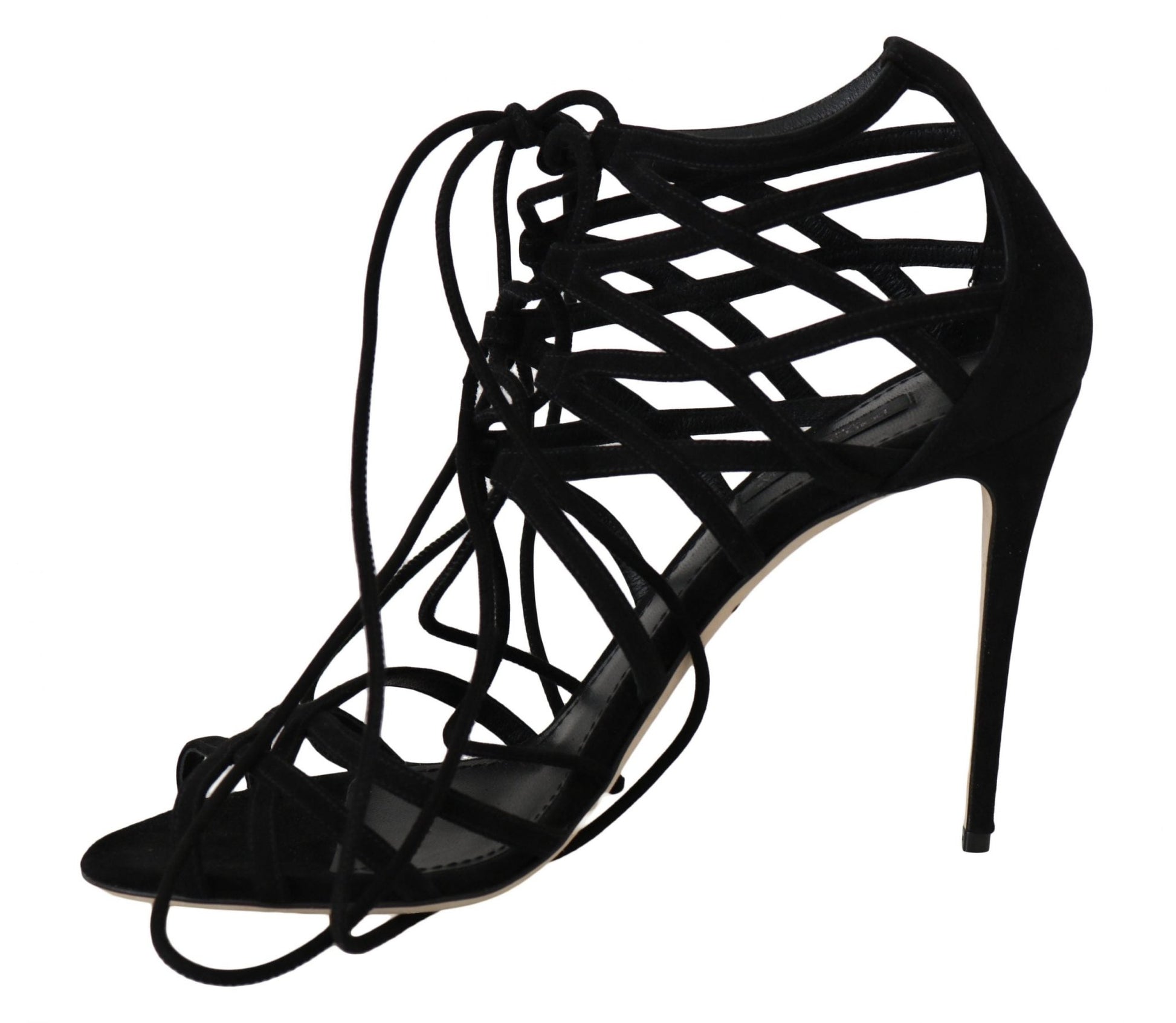 Dolce & Gabbana Elegant Black Suede Gladiator Stilettos - Sandy Store ByNet