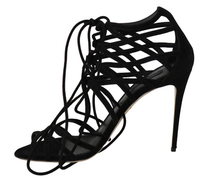 Dolce & Gabbana Elegant Black Suede Gladiator Stilettos - Sandy Store ByNet