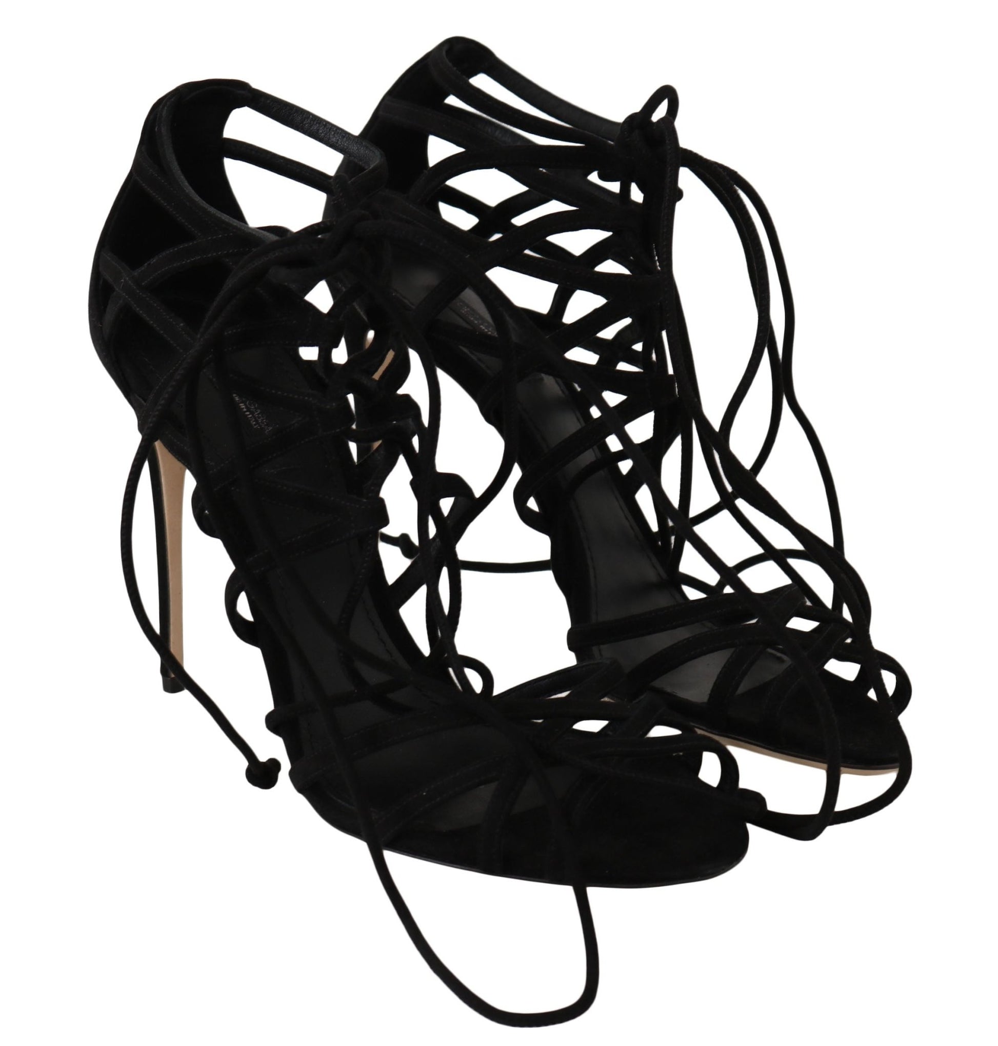 Dolce & Gabbana Elegant Black Suede Gladiator Stilettos - Sandy Store ByNet