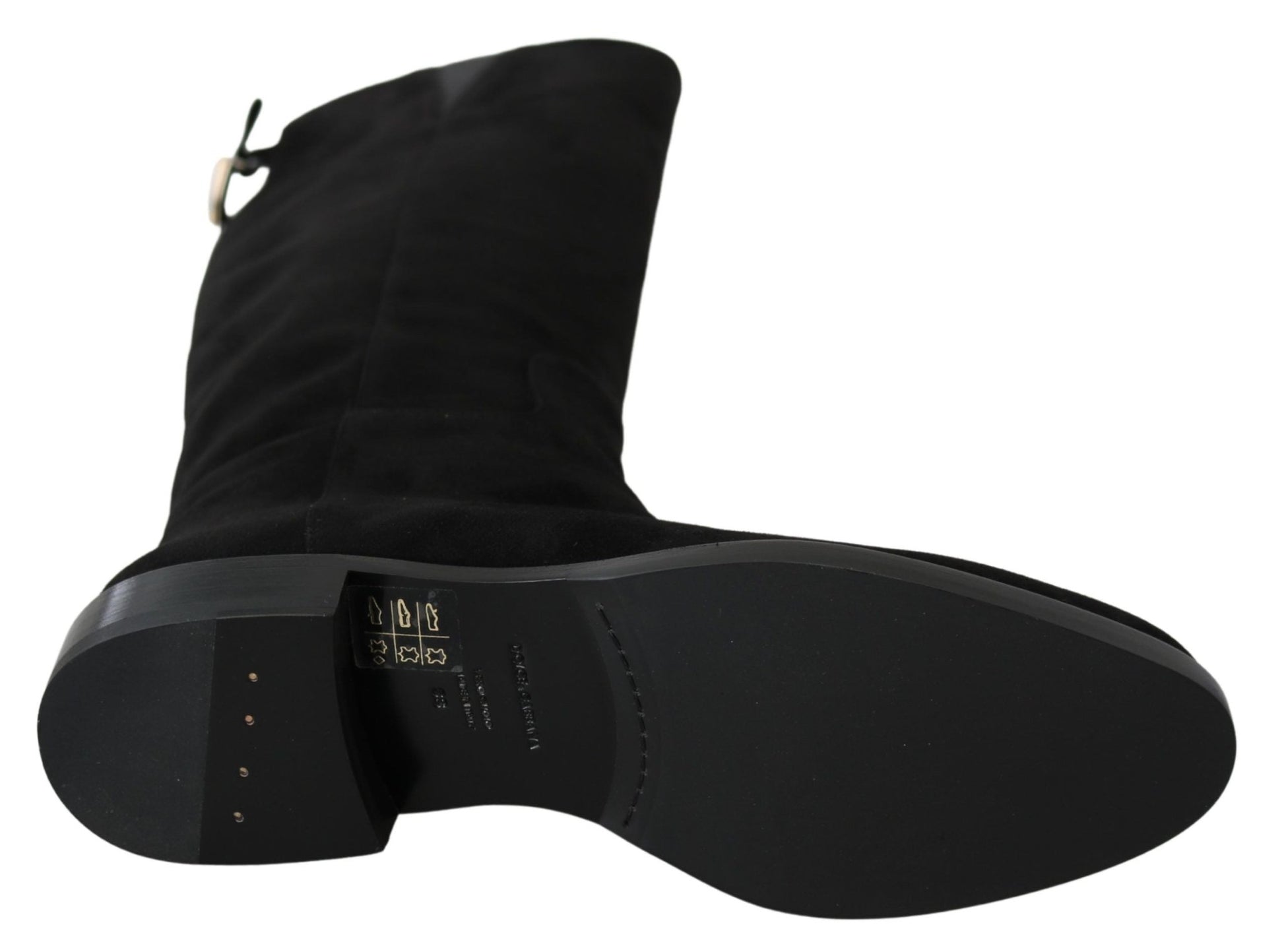 Dolce & Gabbana Elegant Black Suede Knee High Boots - Sandy Store ByNet