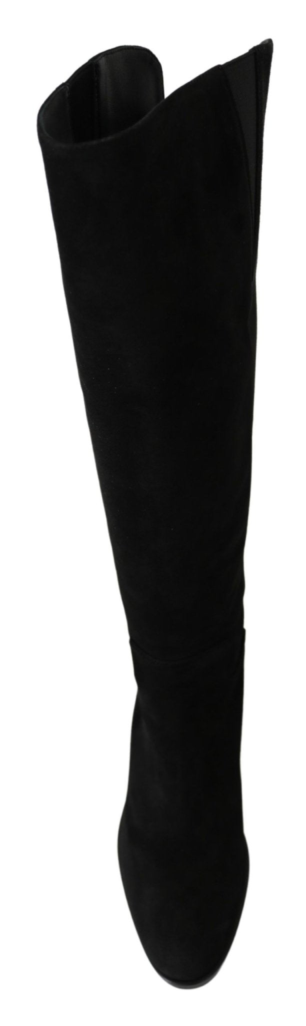 Dolce & Gabbana Elegant Black Suede Knee High Boots - Sandy Store ByNet
