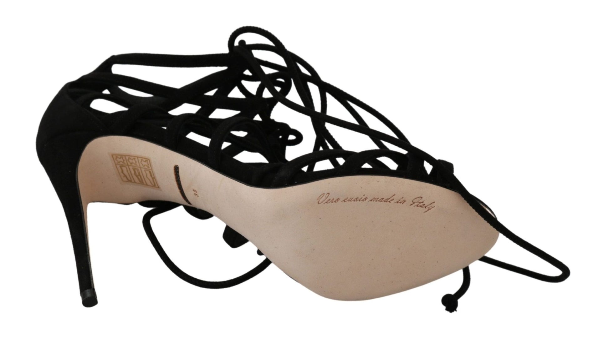 Dolce & Gabbana Elegant Black Suede Stiletto Ankle Strap Sandals - Sandy Store ByNet