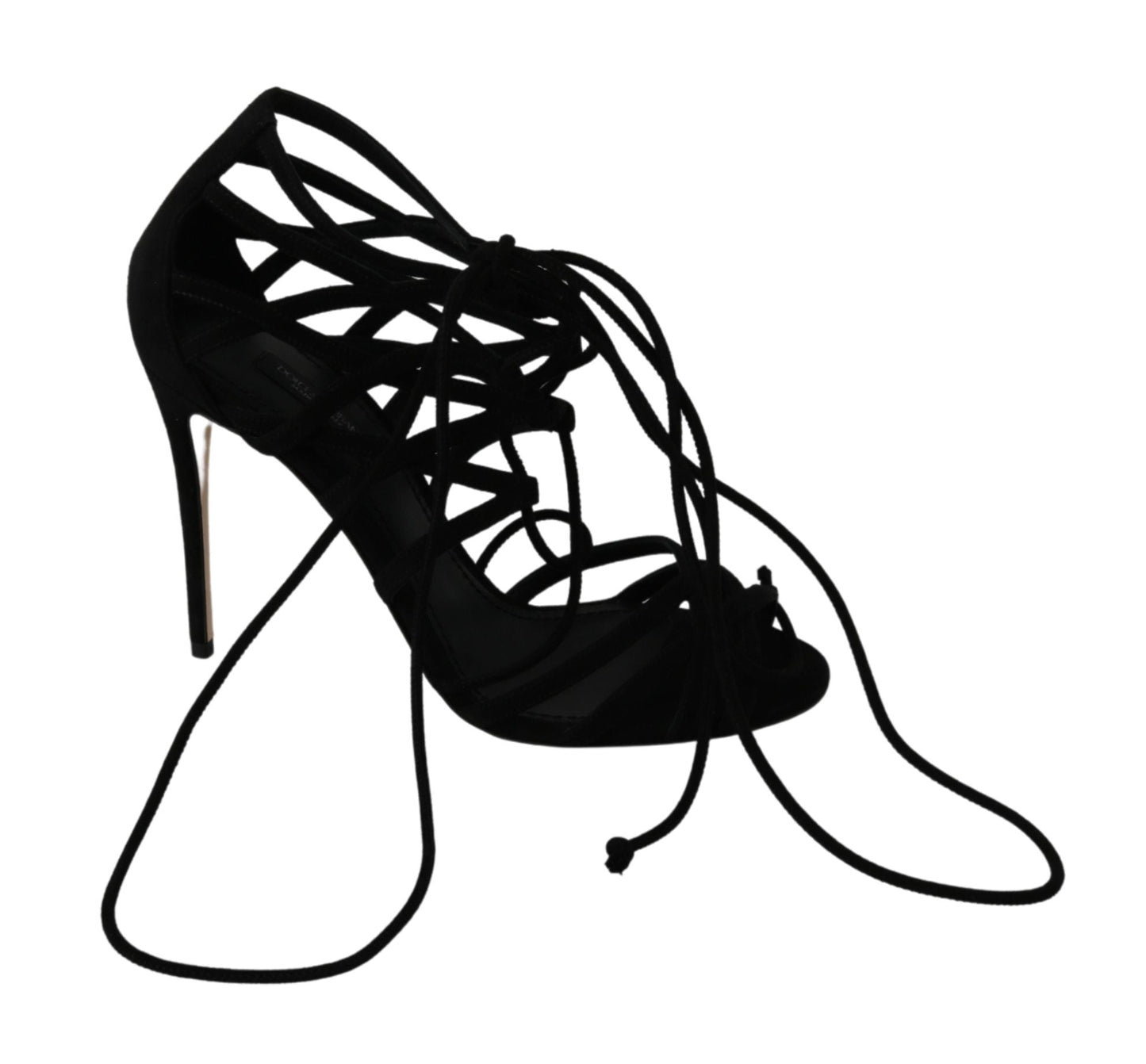 Dolce & Gabbana Elegant Black Suede Stiletto Ankle Strap Sandals - Sandy Store ByNet