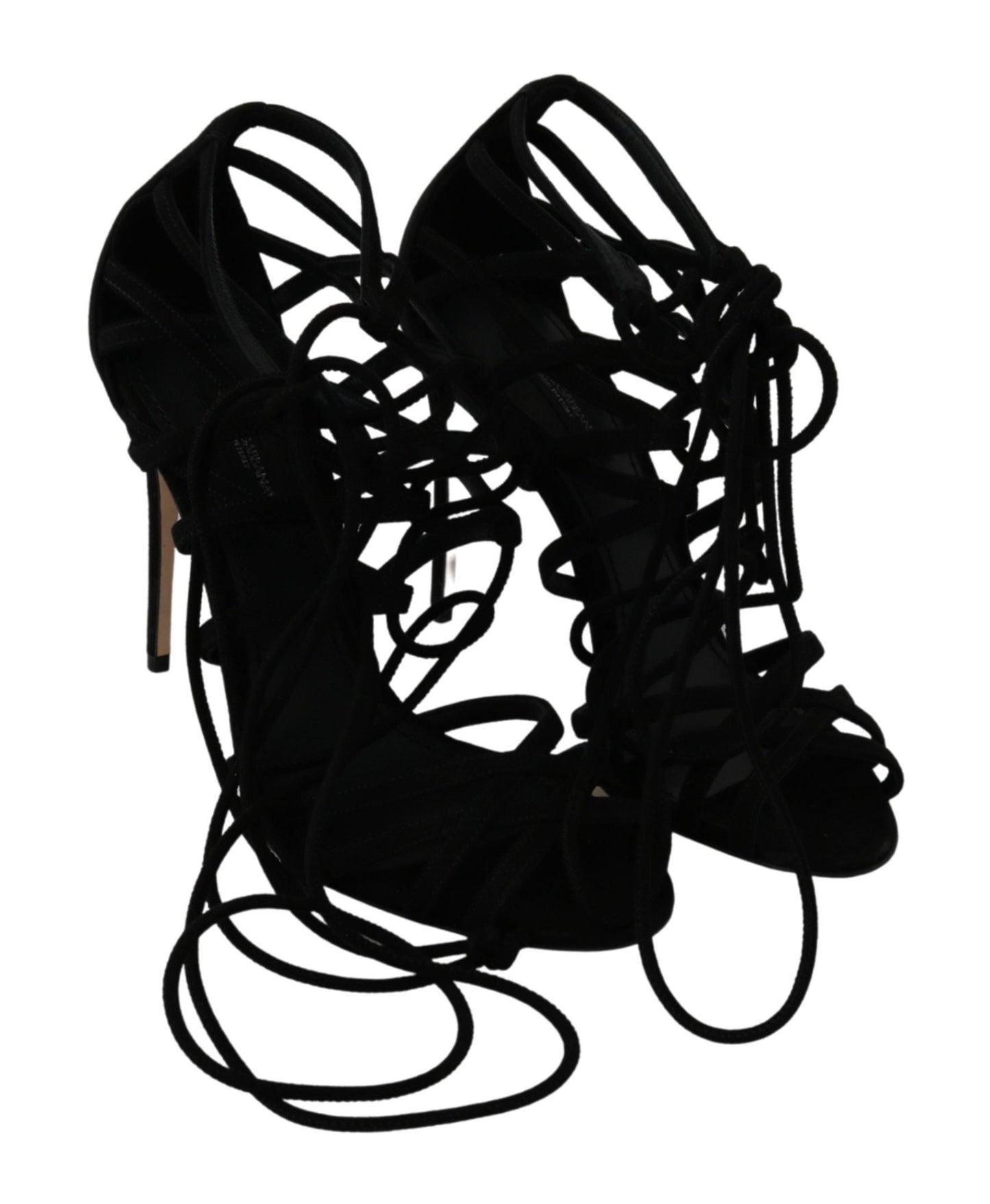 Dolce & Gabbana Elegant Black Suede Stiletto Ankle Strap Sandals - Sandy Store ByNet