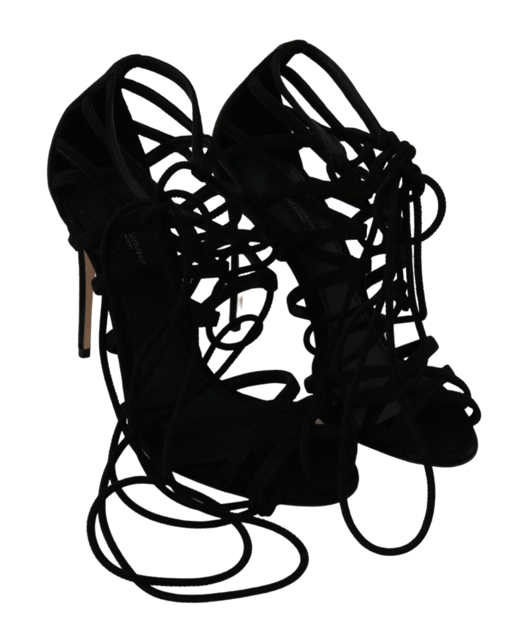 Dolce & Gabbana Elegant Black Suede Stiletto Ankle Strap Sandals - Sandy Store ByNet