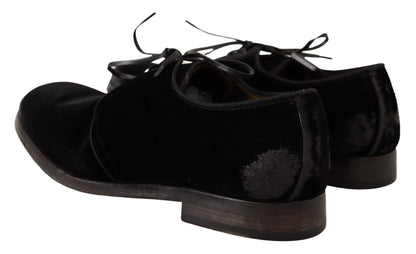 Dolce & Gabbana Elegant Black Velvet Derby Shoes - Sandy Store ByNet