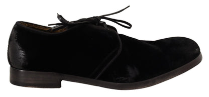 Dolce & Gabbana Elegant Black Velvet Derby Shoes - Sandy Store ByNet