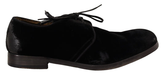 Dolce & Gabbana Elegant Black Velvet Derby Shoes - Sandy Store ByNet