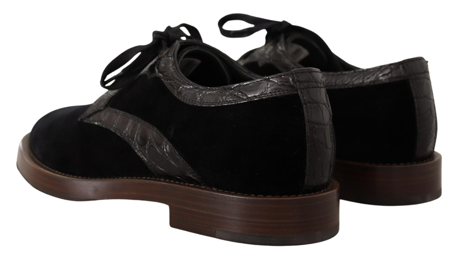 Dolce & Gabbana Elegant Black Velvet & Exotic Leather Dress Shoes - Sandy Store ByNet