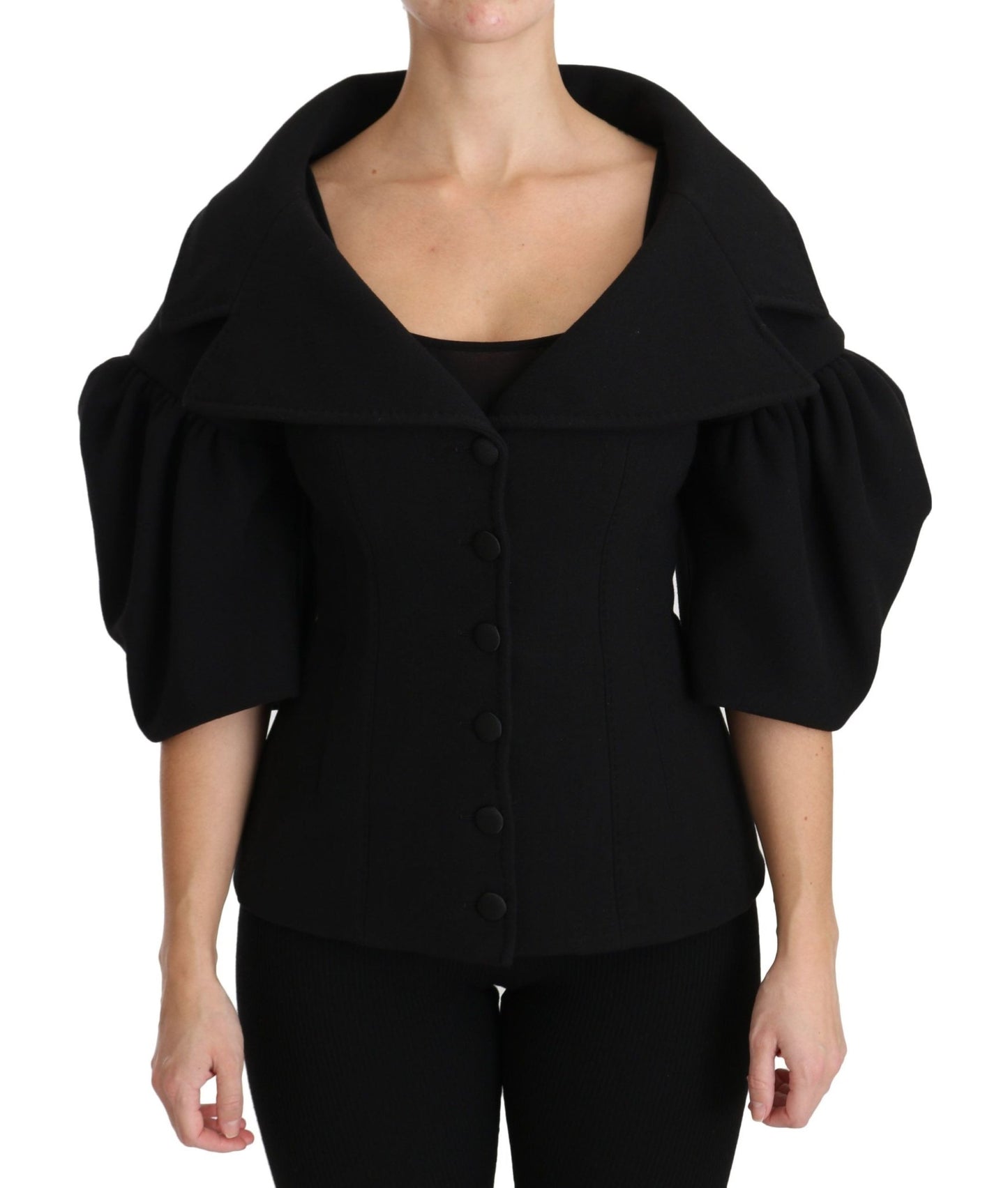 Dolce & Gabbana Elegant Black Virgin Wool Coat - Sandy Store ByNet