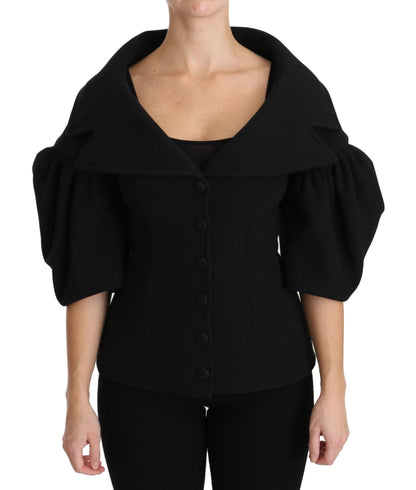 Dolce & Gabbana Elegant Black Virgin Wool Coat - Sandy Store ByNet