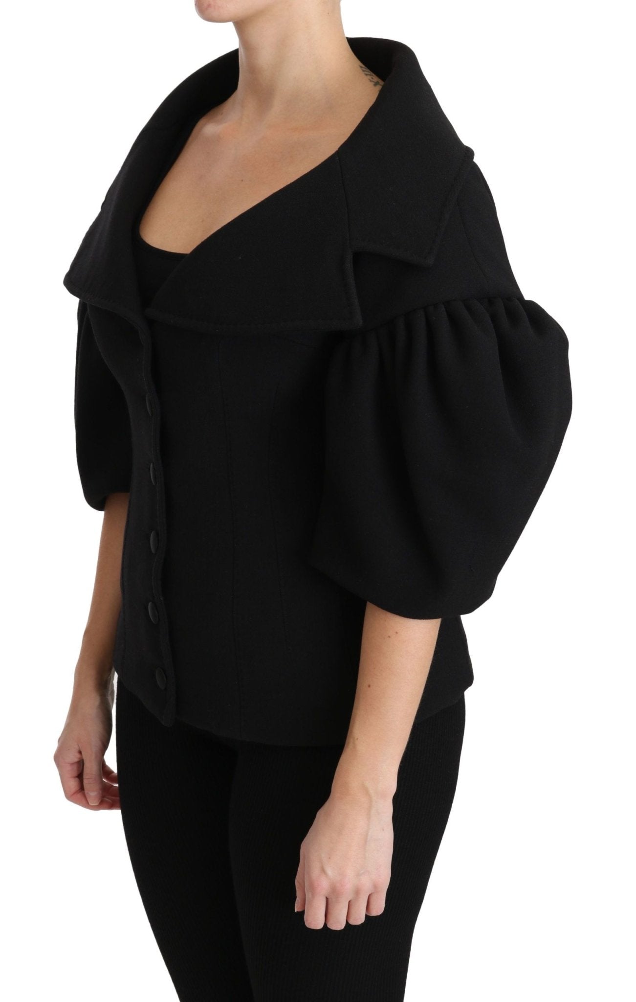 Dolce & Gabbana Elegant Black Virgin Wool Coat - Sandy Store ByNet
