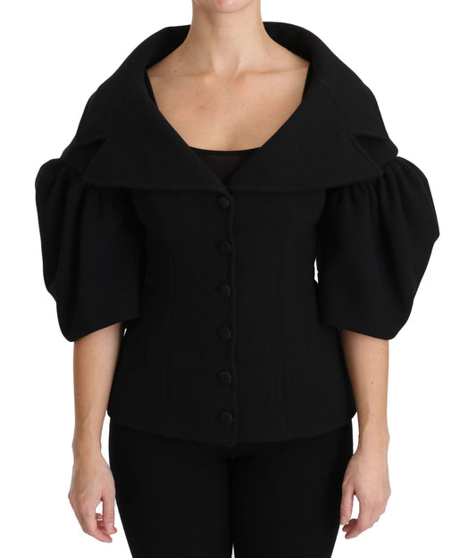 Dolce & Gabbana Elegant Black Virgin Wool Coat - Sandy Store ByNet