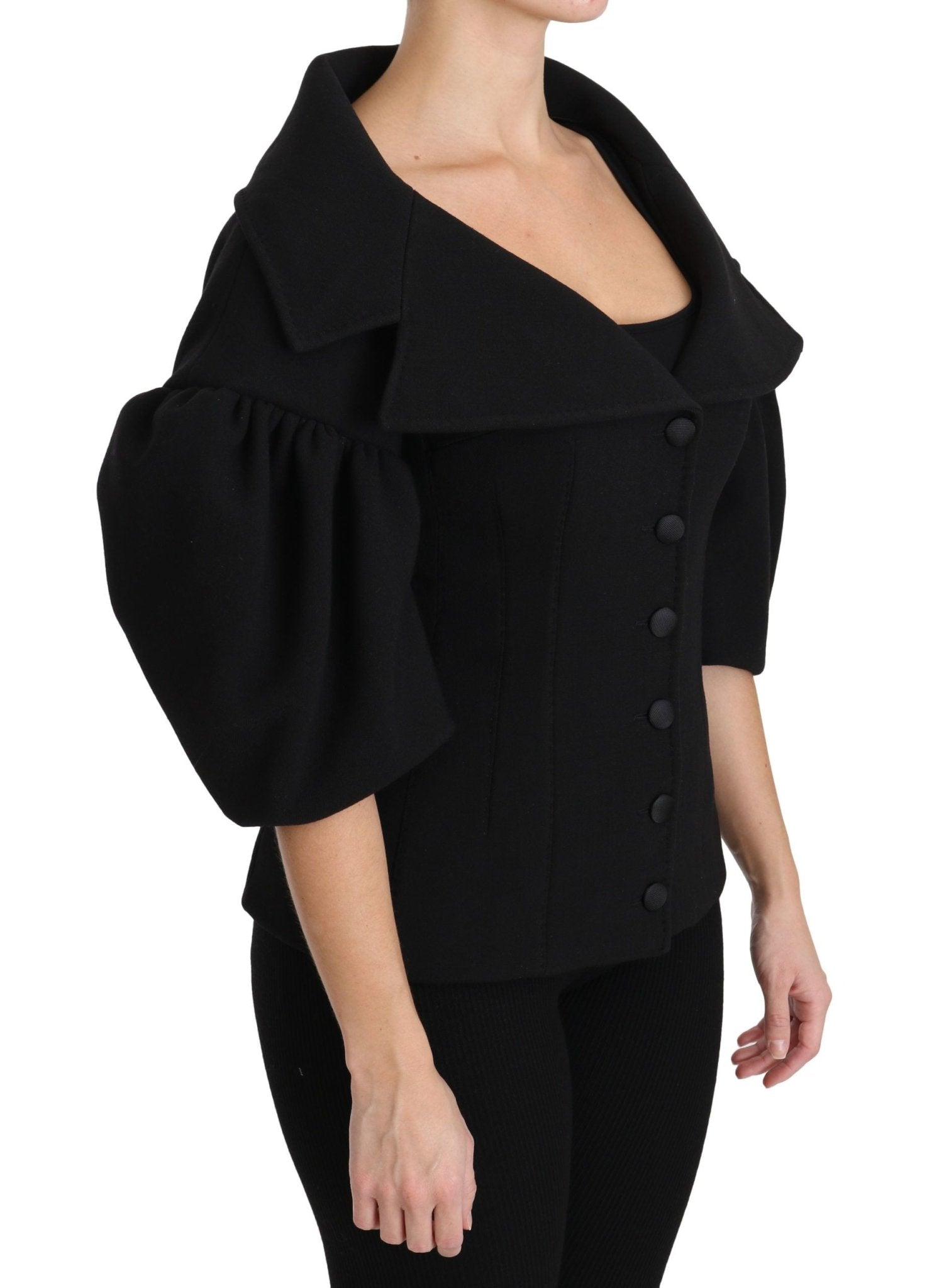 Dolce & Gabbana Elegant Black Virgin Wool Coat - Sandy Store ByNet
