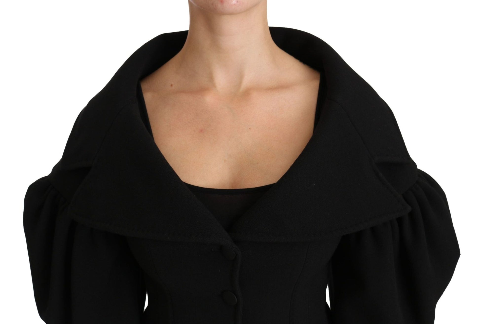 Dolce & Gabbana Elegant Black Virgin Wool Coat - Sandy Store ByNet