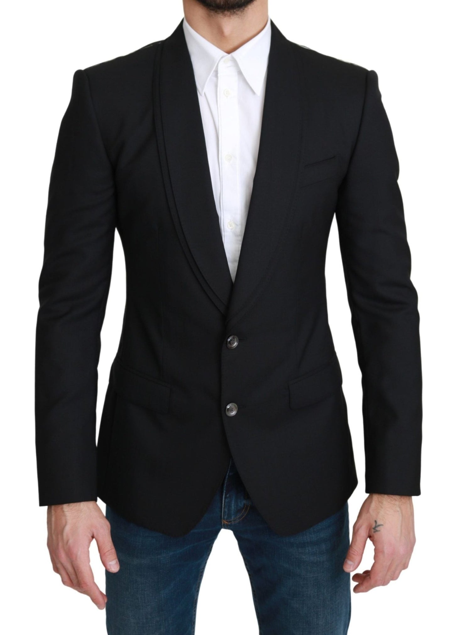 Dolce & Gabbana Elegant Black Virgin Wool Formal Blazer - Sandy Store ByNet