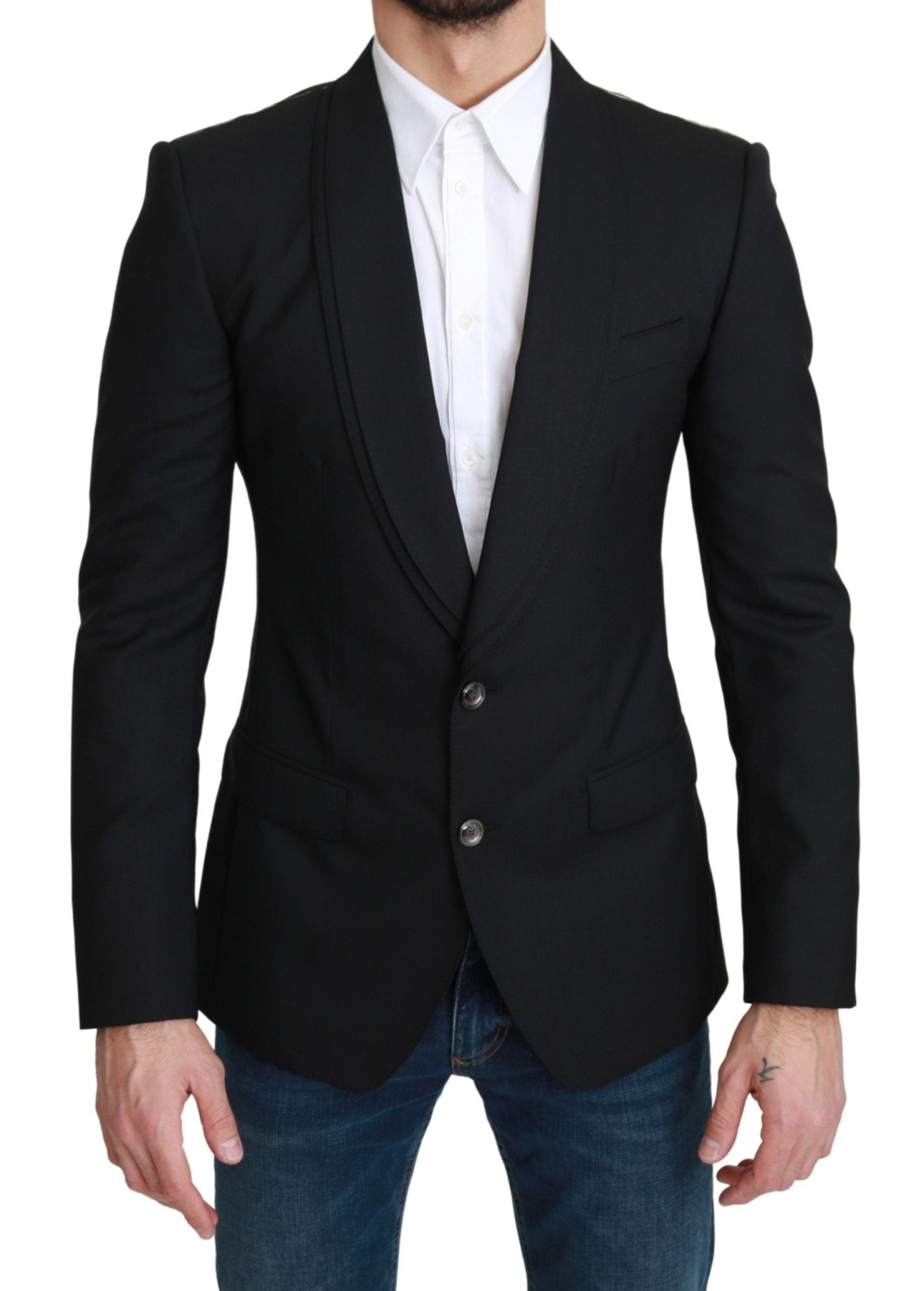 Dolce & Gabbana Elegant Black Virgin Wool Formal Blazer - Sandy Store ByNet