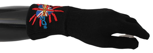 Dolce & Gabbana Elegant Black Virgin Wool Unisex Gloves - Sandy Store ByNet