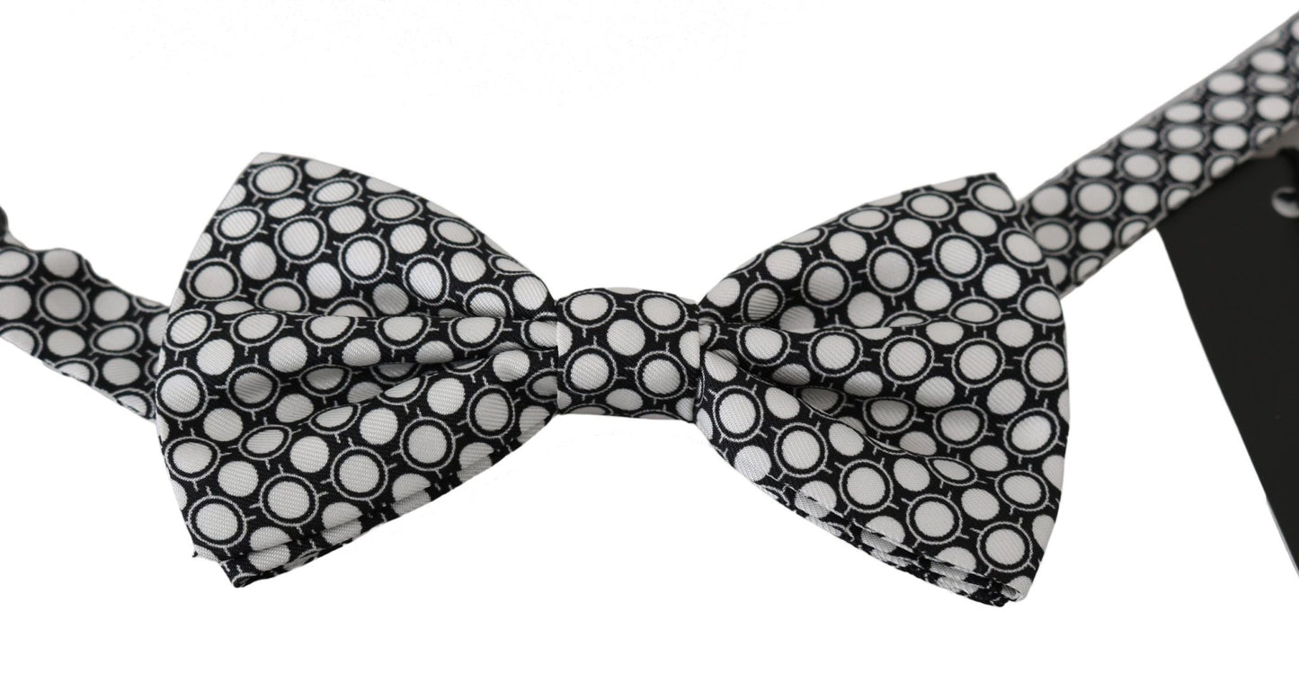 Dolce & Gabbana Elegant Black White Circle Silk Bow Tie - Sandy Store ByNet