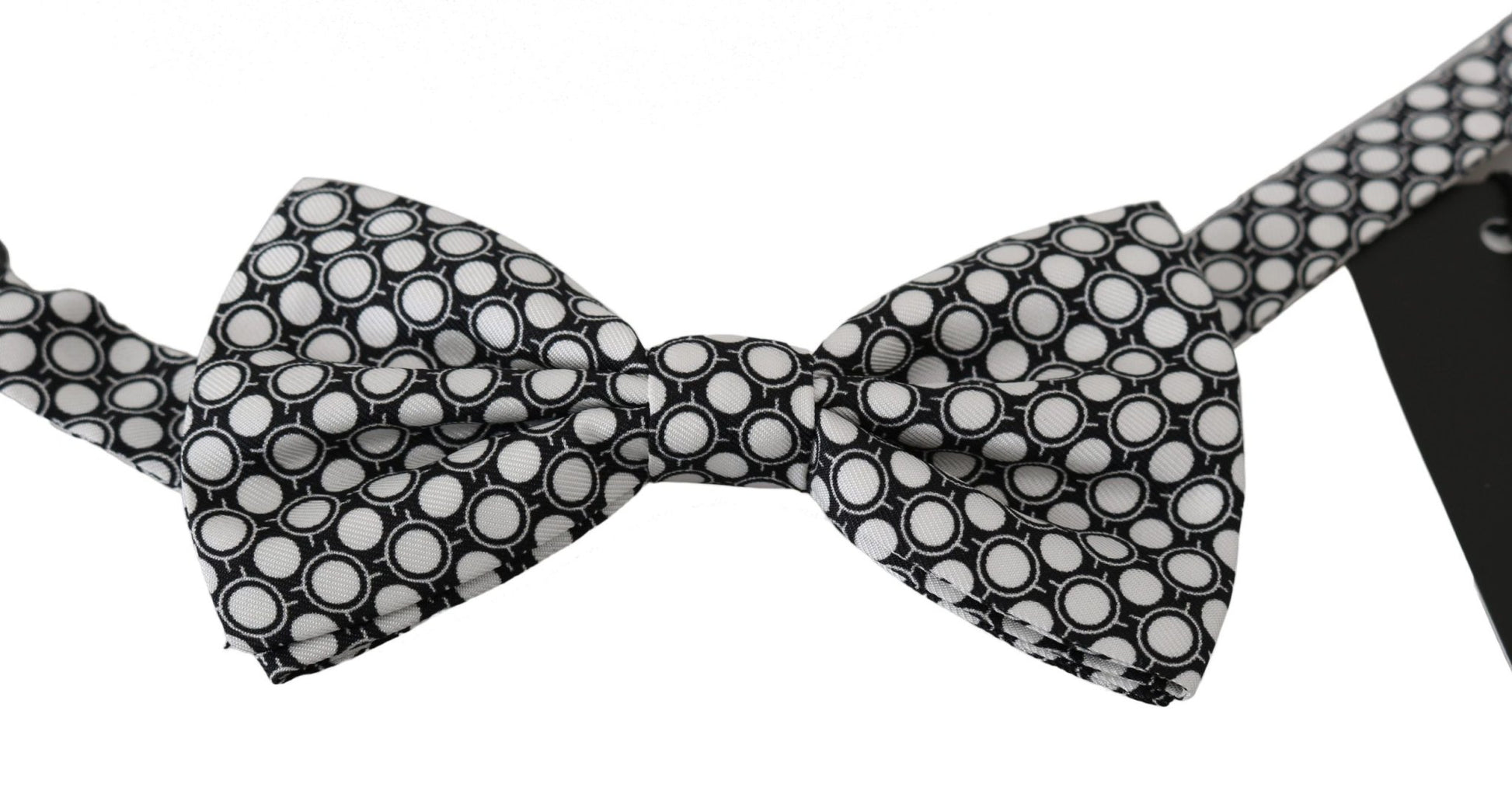 Dolce & Gabbana Elegant Black White Circle Silk Bow Tie - Sandy Store ByNet
