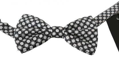 Dolce & Gabbana Elegant Black White Circle Silk Bow Tie - Sandy Store ByNet