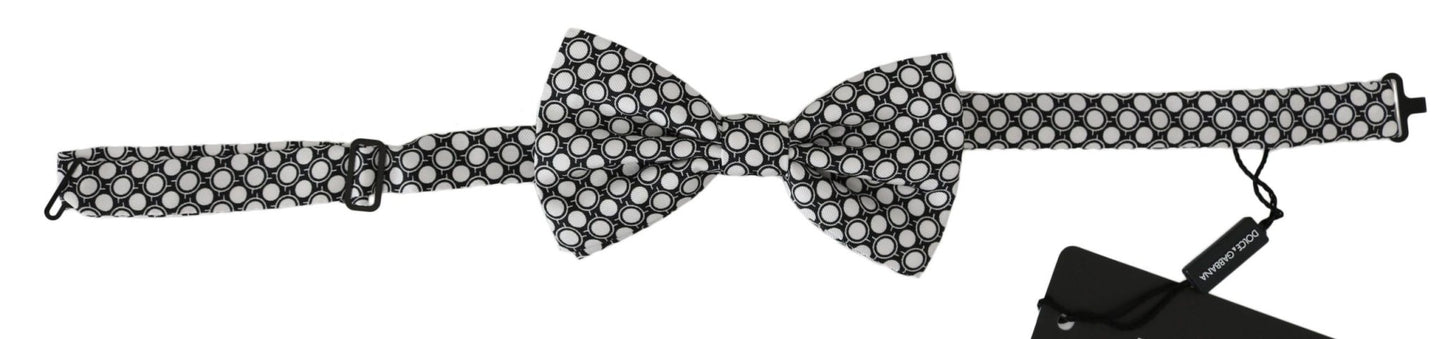 Dolce & Gabbana Elegant Black White Circle Silk Bow Tie - Sandy Store ByNet