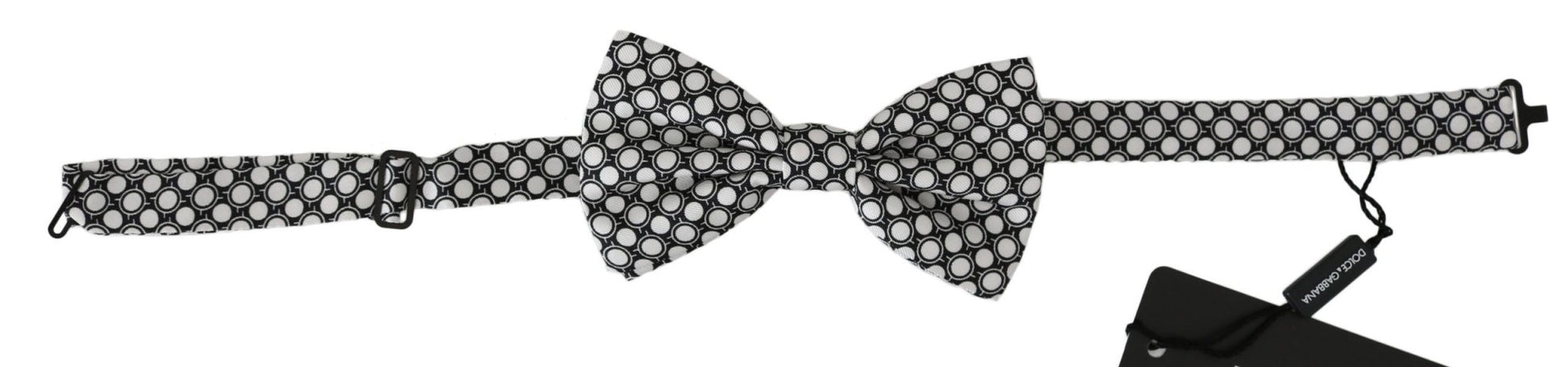 Dolce & Gabbana Elegant Black White Circle Silk Bow Tie - Sandy Store ByNet