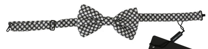 Dolce & Gabbana Elegant Black White Circle Silk Bow Tie - Sandy Store ByNet