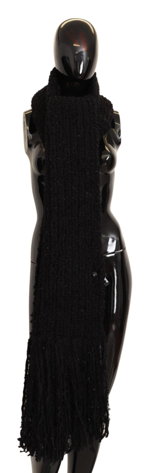 Dolce & Gabbana Elegant Black Wool - Blend Designer Scarf - Sandy Store ByNet