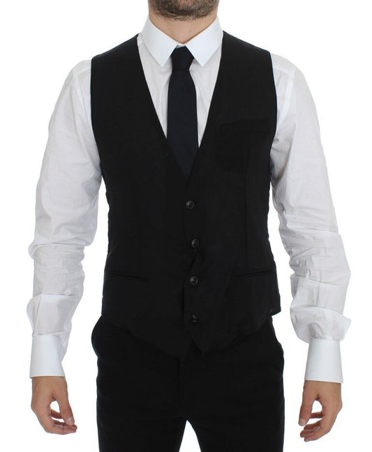 Dolce & Gabbana Elegant Black Wool Dress Vest - Sandy Store ByNet