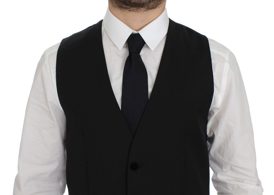 Dolce & Gabbana Elegant Black Wool Formal Dress Vest - Sandy Store ByNet