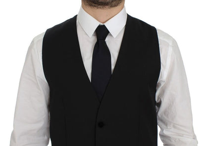 Dolce & Gabbana Elegant Black Wool Formal Dress Vest - Sandy Store ByNet