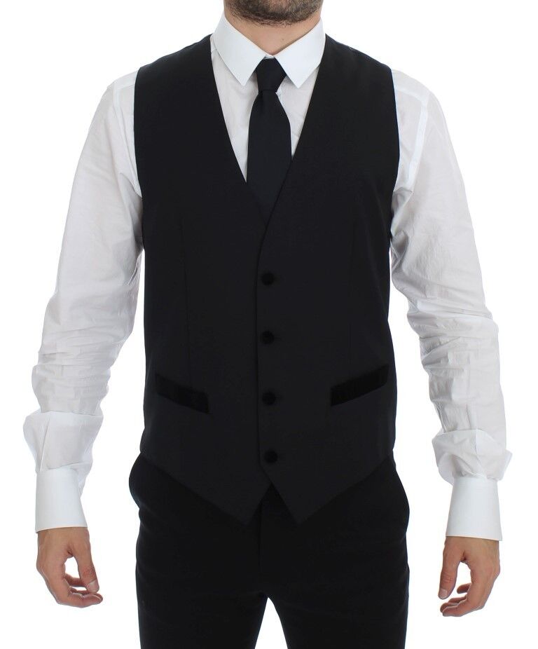 Dolce & Gabbana Elegant Black Wool Formal Dress Vest - Sandy Store ByNet