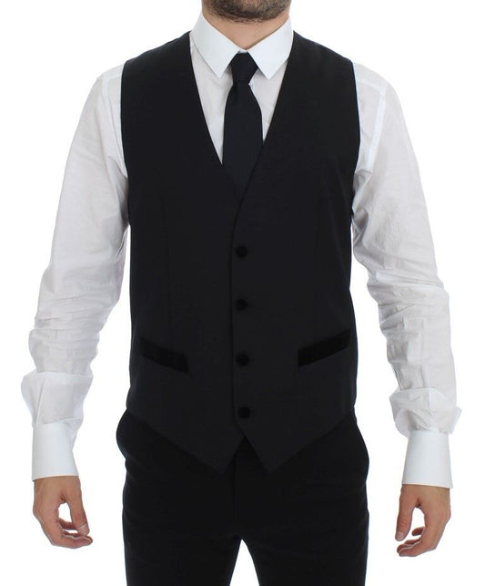 Dolce & Gabbana Elegant Black Wool Formal Dress Vest - Sandy Store ByNet