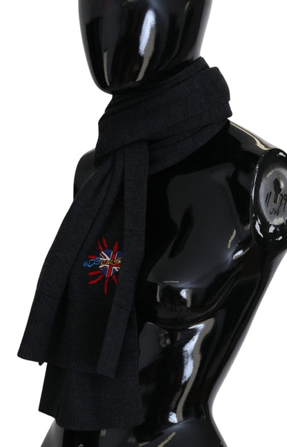 Dolce & Gabbana Elegant Black Wool Scarf Wrap - Sandy Store ByNet