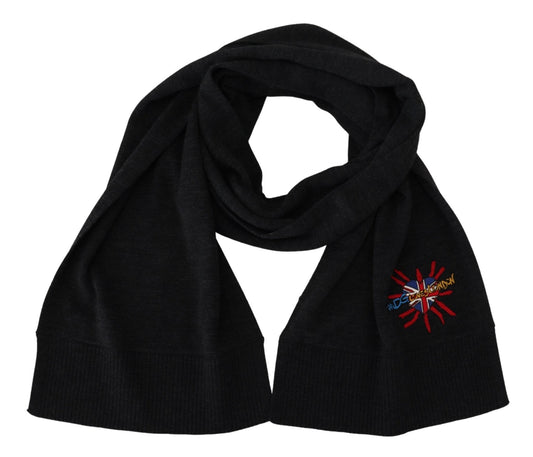 Dolce & Gabbana Elegant Black Wool Scarf Wrap - Sandy Store ByNet