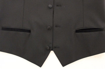 Dolce & Gabbana Elegant Black Wool Silk Dress Vest - Sandy Store ByNet
