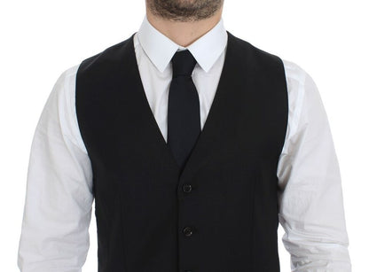 Dolce & Gabbana Elegant Black Wool Silk Dress Vest - Sandy Store ByNet
